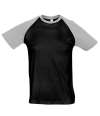 11190 Funky SOL'S Funky Contrast Baseball T-Shirt Black / Grey colour image